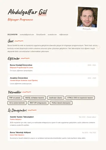 Bilgisayar Programcısı CV Örnekleri cv indir